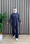Elanur Takim Crystal Fabric Pocket Detailed Pants Hijab Suit Smoked - 4