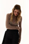 Beige Boat Neck Cashmere Long Sleeve Blouse - 5