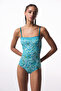 Floral Tropic Leaf Strapless Swimsuit