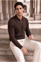 Bellagio Half-Zip Thin Men's Knitwear Sweater - Brown - 4
