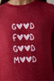 Bordo Good Mood Slogan Printed Thermal Effect Sweatshirt Pajama Top - 4