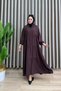 Sevdanur Dress Strawberry Fabric Women's Bitter Coffee Collar Openable Buttoned Flounce Cut Hijab Casual Dress - 4