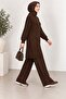 Women's Circular Neckline Tricot Suit with Striped Detail and 2-Piece Pants - 5