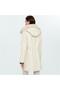 Biana Cream Women's Hooded Leather Coat - 2