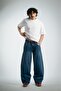 Blue Wide Leg Oversize Baggy Jean Men's Trousers - 5