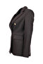 Women's Minimalist Double Row Long Sleeve Jacket - Stylish and Modern