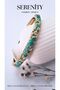 Leaf Figured Zircon Stone Colored Satin Enameled Brass Plated Zamak Bracelet - 4