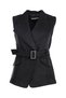 Women's Double Breasted Collar Peplum Cut Genuine Leather Sleeveless Vest 26Kekl05065 - 4