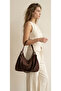Elegant and Graceful Brown Double Strap Suede Nubuck Women's Hand and Shoulder Bag - 3