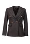Women's Minimalist Double Row Long Sleeve Jacket - Stylish and Modern - 5