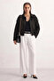 Women's Suede Bomber Jacket with Shoulder Epaulettes - Black - 2