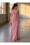 Powder Color One-Shoulder Draped Long Evening Dress with Buckle Accessories 583423 - 3