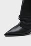 Women's Pointed Toe Tasseled Belt Detailed Heeled Boots Romas Black - 5