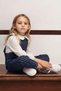 My Little One's Girls' Suit with Heart Embroidered Salopet and Shirt - Navy Blue - 4