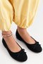 Taarus Women's Black Satin Bowknot Ballerina Flat Sole Comfortable Daily Shoes - 6