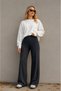 Women's Smoked Front Ribbed Wide Fit Wide Leg Modal Fabric High Waist Recovery Pants Leggings - 5