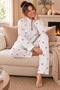Zippered Waffle Knitted Long Sleeve Women's Pajama Set - 2