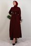 Bird-Eyed Belted Dress Burgundy - 3
