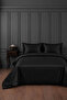 100% Cotton Satin Black Double Duvet Cover Set (83 Thread-125 Gsm)