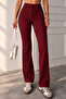 Women's Burgundy Crepe Fabric Lycra Front Flare Palazzo Trousers