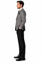 Slim Fit Men's Suit with Cashmere Jacket – Gray Jacket, Black Trousers, Shirt - 4