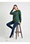 Women's Three Thread Sh Fleece-Lined Sweatshirt with Denim and Button Detail on the Back B Printed Crew Neck Sweatshirt - 2