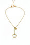 Gold Color White Stone Heart Necklace 316L Stainless Steel Anti-Allergic 57 cm