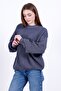 Anthracite Oversized Crew Neck Women's Knitwear Sweater - 5