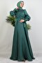 Bow Detail Silk Evening Dress Dark Mint - 2