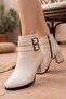 Women's Beige Skin Double Buckle Short Boots