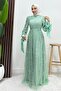 Sleeveless Satin Evening Dress Water Green