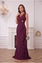 Women's Double Breasted Collar with Flounces on the Front and Gold Stones, Plum Color Women's Evening Dress, Graduation Dress - 2