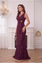 Women's Double Breasted Collar with Flounces on the Front and Gold Stones, Plum Color Women's Evening Dress, Graduation Dress - 4
