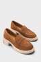 Women's Genuine Leather Loafer Thick Sole Casual Shoes Santoni Brown Suede - 2