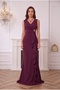 Women's Double Breasted Collar with Flounces on the Front and Gold Stones, Plum Color Women's Evening Dress, Graduation Dress