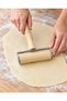 Cylinder Dough Rolling Apparatus Wooden Roller Stainless Steel Body 17X10.6 cm - 2
