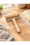 Cylinder Dough Rolling Apparatus Wooden Roller Stainless Steel Body 17X10.6 cm - 5