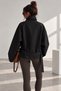 Lorven Belted Women's Black Trench Coat Jacket - 4