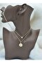 Double daisy necklace - gold color - - 2