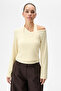 Evara women's asymmetrical neck double look yellow blouse - 4