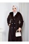 Angora Classic Belted Stylish Fox Coat Brown - 7