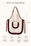 Ruffled Kitchen Apron – Burgundy Detailed Cotton Raw Fabric, Women's Kitchen and Hobby Apron with Pockets - 5