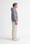 3 İp Men's Gray Hooded Casual Sweatshirt with Kangaroo Pocket - 7