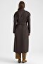 Epaulet Detailed Large Size Water Repellent Long Trench Coat Brown 6899 - 7