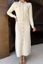 Cream Button Detailed Cardigan Skirt Hijab Knitwear Two-Piece Set (Fits S-M-L Sizes) - 3
