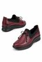Wave bow stretch genuine leather orthopedic women's shoes - burgundy leather - 4