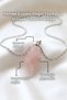 Amethyst, Pink Quartz Natural Stone Pendant Lightning Design Necklace