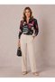 Women's Burgundy Viscose Patterned Long Sleeve Buttoned Colored Shirt