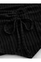 Black Ruched Detailed Long Sleeve Crop Blouse Women's Lace-Up Spanish Sleeve Stylish Blouse - 6