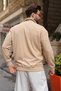 Beige Stand Collar Double Zipper Pocket Men's Knitwear Cardigan E7198 - 5
